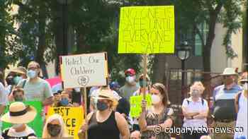5th day of rallies in downtown Calgary calls for health measures to continue past Aug. 16 - CTV Toronto