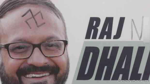 Swastika, racial slurs written on Calgary council candidate’s election sign