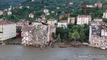 Aerial footage shows floods' destruction