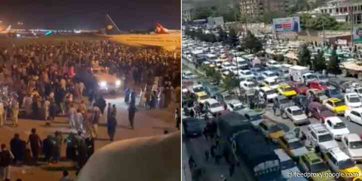 Videos show chaotic scenes at the Kabul airport as the Taliban retakes power in Afghanistan and thousands flee