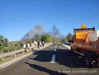 Un incendie se déclare sur une aire d'autoroute de l'A57 à hauteur de Gonfaron, 10 hectares déjà détruits