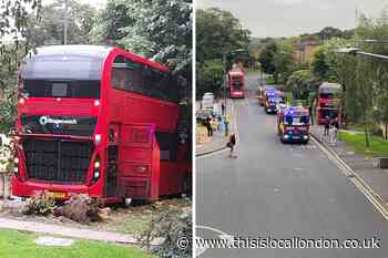 Two in hospital after bus crashes into Sidcup building