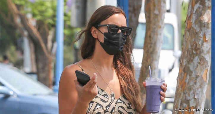 Irina Shayk Goes Pretty in Burberry While on a Smoothie Run in Santa Monica