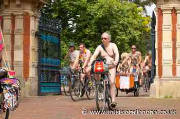 Naked bikers ride from Deptford & Croydon to central London