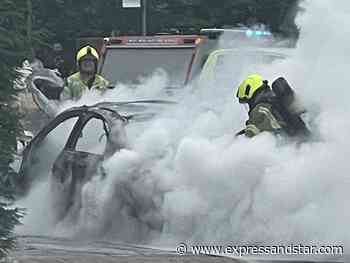 Smoke pours across Dudley town centre as fire destroys car - expressandstar.com