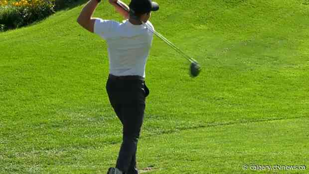 Rock Ruschkowski pivots from puck to putting green and holes out