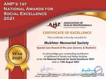 Mukhtar Memorial Society bags National Award for 'Excellence in Social Work' - The Kashmir Monitor - The Kashmir Monitor