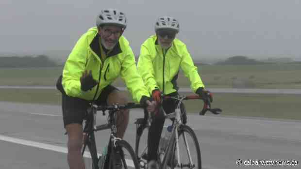 4 grandfathers pedal through Calgary during fundraising ride across Canada for wells in Africa