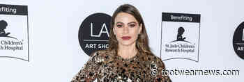 Sofia Vergara Stuns Joe Manganiello in Her Studded Wedges With a Floral-Print Dress - Footwear News