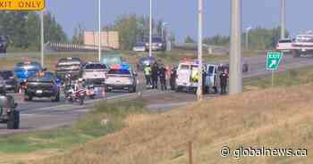 Motorcycle crash at Saskatoon overpass results in head, chest injuries