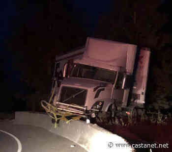 Single lane traffic on Highway 3 near Osoyoos for semi trailer recovery that crashed through barrier - Penticton News - Castanet.net