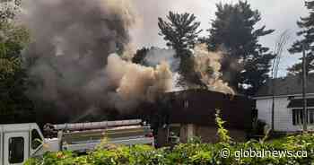 Crews battle fire at an apartment complex in Bancroft