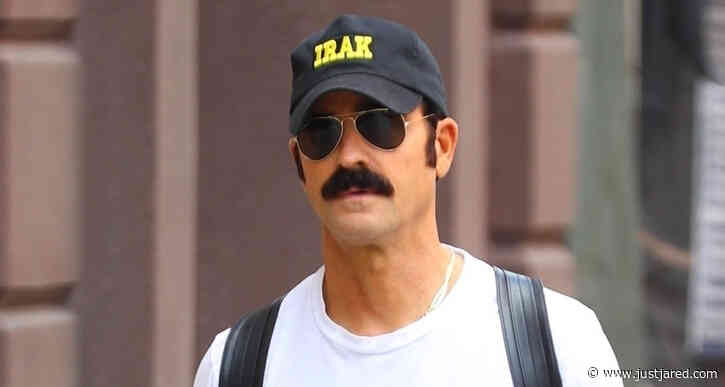 Justin Theroux Sports a Mustache While Out & About in NYC