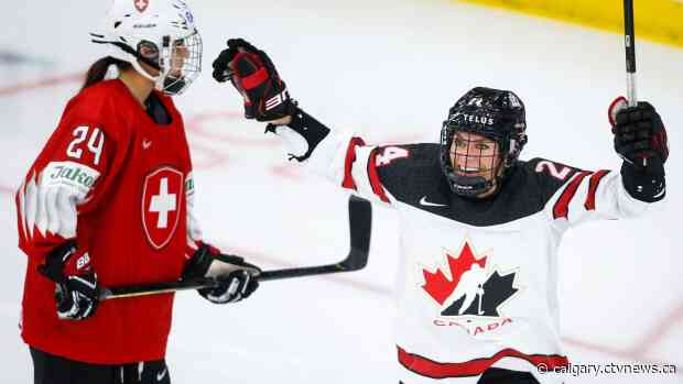 Natalie Spooner scores twice for Canada in 5-0 win over Swiss in women's world hockey