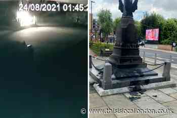 Video shows south east London war memorial set on fire