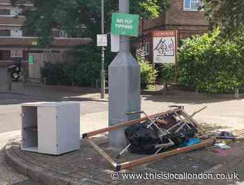 Mess dumped under 'no fly-tipping' sign in Balham