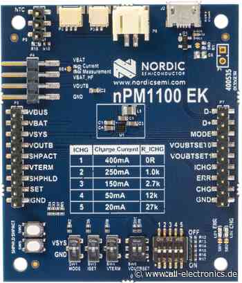 Die kompakte Power-Management-Lösung nPM1100 von Nordic Semiconductor erweitert das Portfolio des Elektronikdistributors Farnell. - all-electronics.de