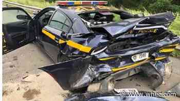 Trooper injured after his patrol car was struck during traffic stop on Route 81 near Syracuse