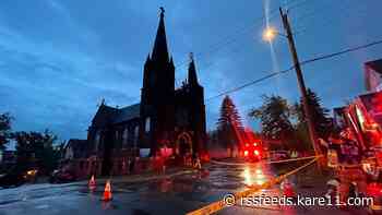 Duluth church steeple damaged by lightning strike