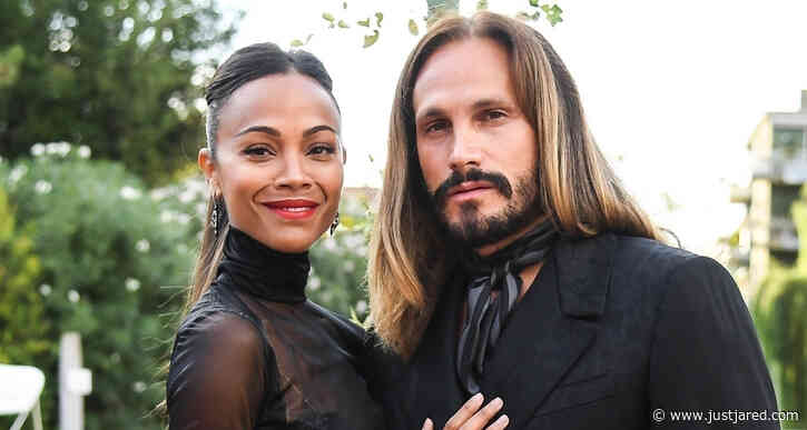 Zoe Saldana & Husband Marco Perego Coordinate in Black for Dolce & Gabbana Event in Venice
