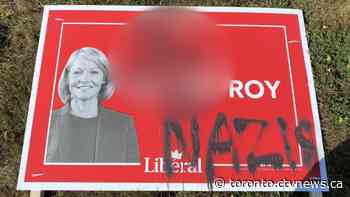 Police investigating string of anti-Semitic graffiti on election signs in York Region