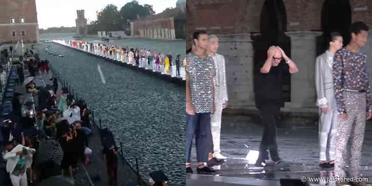 It Hailed on Celeb Guests, Attendees, & Runway Models at Dolce&Gabbana's Fashion Show (Video)
