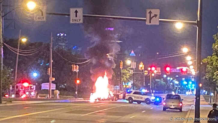 Two People Taken To Hospital After Car Goes Up In Flames