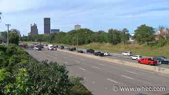 Rollover crash blocking most of I-490 east near Clinton Avenue, tractor-trailer driver injured