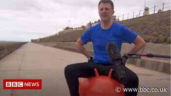 Man bounces from Fleetwood to Lytham in space hopper challenge