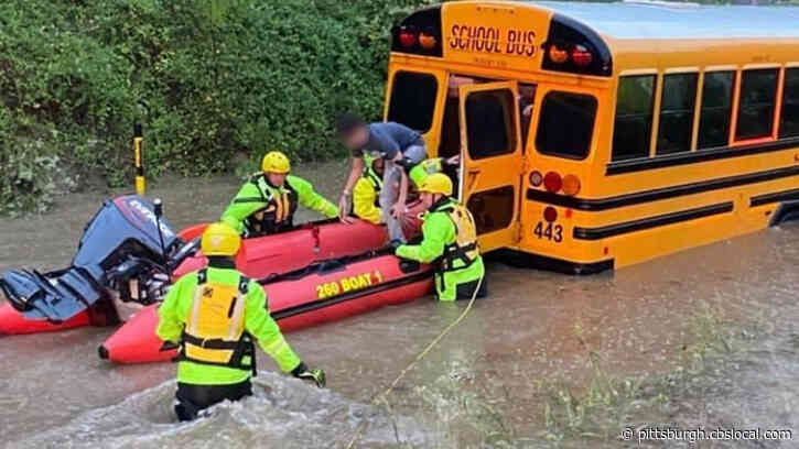 40 Students, Driver Rescued After School Bus Trapped In Rising Flood Waters