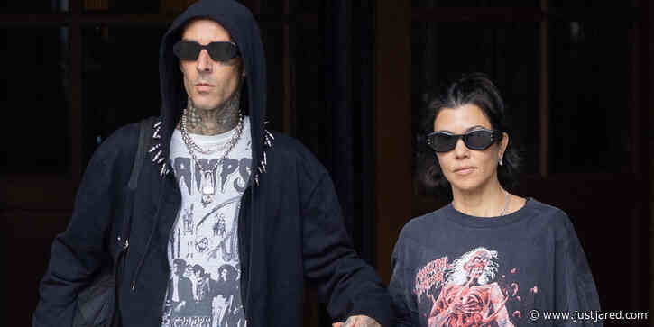 Kourtney Kardashian & Travis Barker Journey to France Amid DM Drama With Exes