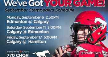 Calgary Stampeders: September Schedule