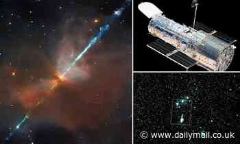 Hubble Telescope takes photo of jet of blue gas that looks like light saber