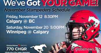 Calgary Stampeders: November Schedule