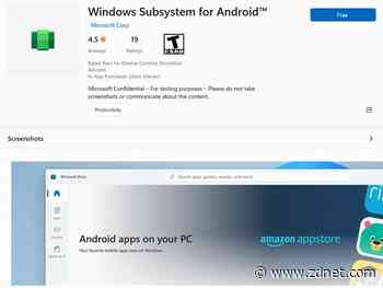 Android Subsystem for Windows placeholder app appears in the Microsoft Store