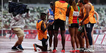 Visually impaired sprinter gets proposal from running guide at Tokyo Paralympics race