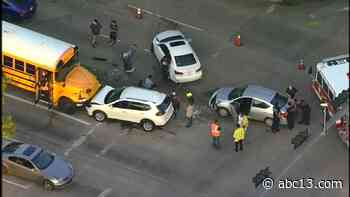 Houston traffic: Cy-Fair ISD school bus involved in wreck with 3 cars - KTRK-TV