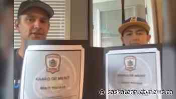 Sask. father-son duo presented with Award of Merit for quick actions during house fire