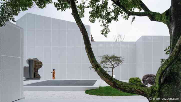 Wutopia Lab wraps bookstore in perforated facade to mimic clouds