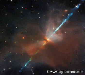 Hubble images a star throwing out jets of gas in a rare phenomenon