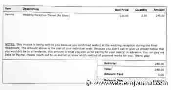 Groom Designs $240 Invoice for No-Shows of Destination Wedding, Posts Shocking Document on Social Media