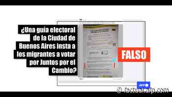 La guía que llama a migrantes de la Ciudad de Buenos Aires a votar a Juntos por el Cambio es falsa - AFP Factual