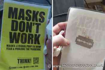 Anti-vax posters with razor blades found on rail and Tube