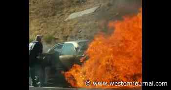 Watch: Good Samaritans Pull Elderly Couple from Wreck as Flames Consume Vehicle