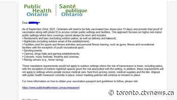 Public Health Ontario warns of fraudulent emails offering vaccine passport registration