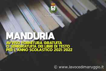 MANDURIA – Avviso pubblico fornitura gratuita o semigratuita dei libri di testo e/o sussidi didattici per l'anno scolastico 2021/2022 - La Voce di Maruggio