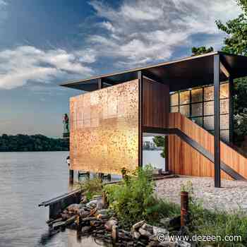 Matt Fajkus adds perforated steel screens to Austin boathouse - Dezeen