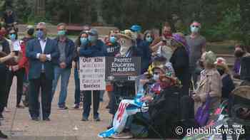 Rally at Alberta legislature spotlights concerns over UCP draft K-6 curriculum