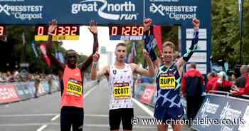 What are the record finish times at the Great North Run?