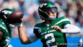 New York Jets' Zach Wilson scrambles, finds Corey Davis for first TD pass